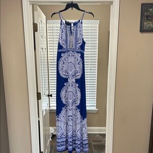 INC International Concepts Royal Blue and White Maxi Dress